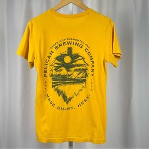 Women's Pelican Brewing Co. Medium Mustard Yellow Ocean Graphic T Shirt Nature
